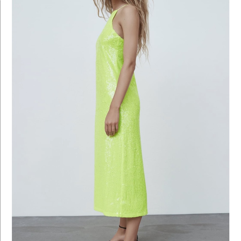 Zara sequin yellow dress - Picture 6 of 8